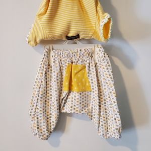 Yellow and white dot softie harem pants